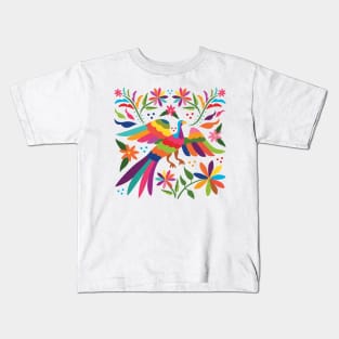 Mexican Otomí Flying Bird Composition / Colorful & happy art by Akbaly Kids T-Shirt